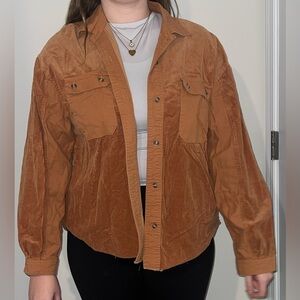 Orange Forever 21 corduroy button up